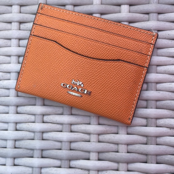 COACH Slim Id Card Case- Silver/Bright Mandarin - Picture 8 of 9